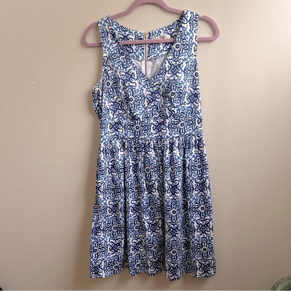 Milly Blue and White fit and flare Dress Size 10 - Picture 1 of 7